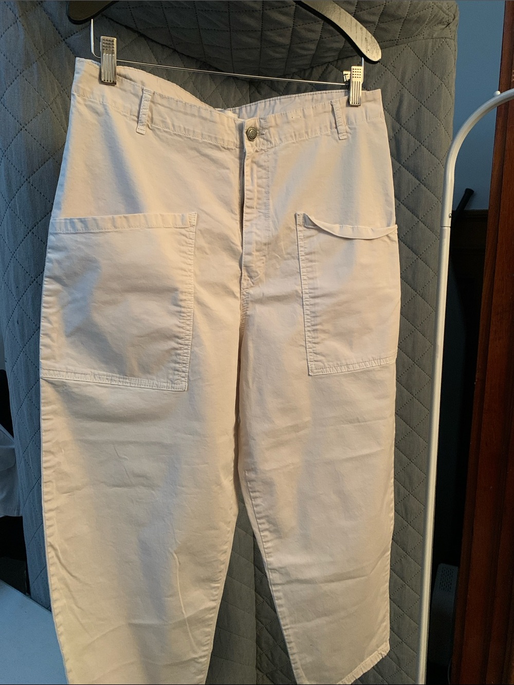 Zara Cream Cargo Pants with Front Patch Pockets
